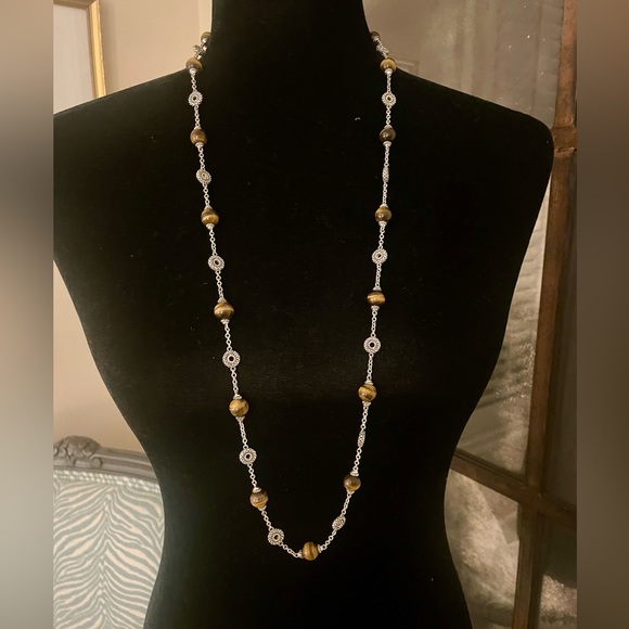 ANDREA CANDELA Sterling Silver Necklace with Tiger Eye Beads - Picture 5 of 9